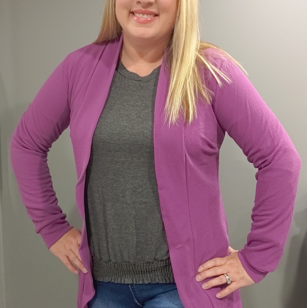 Purple cardigan